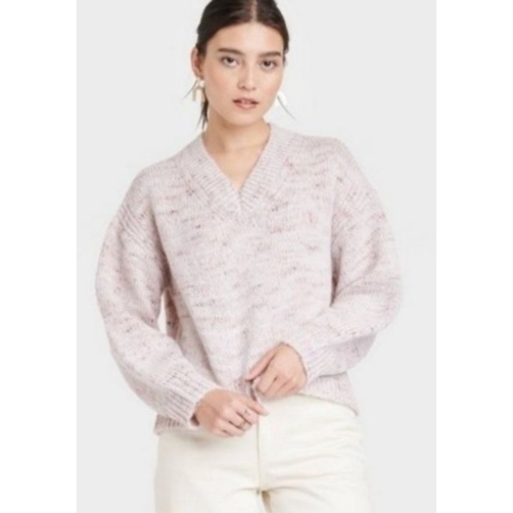 Universal Thread Chunky Vneck sweater Cream Speckled Size XXL